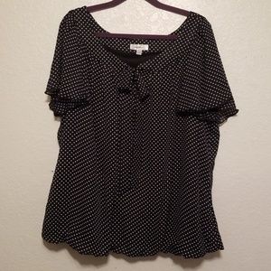 Dressbarn Black White Polka Dot Shirt Blouse 3x